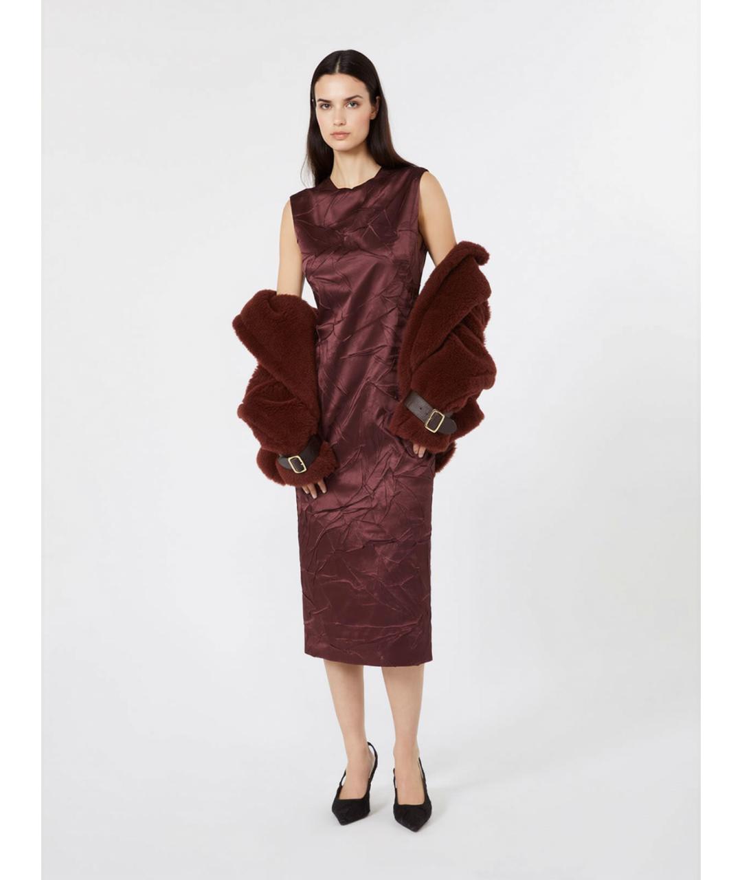 MAX MARA Бордовое шелковое коктейльное платье, фото 2