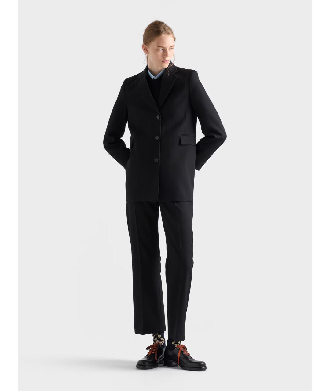 PRADA Черные шерстяные прямые брюки, фото 2