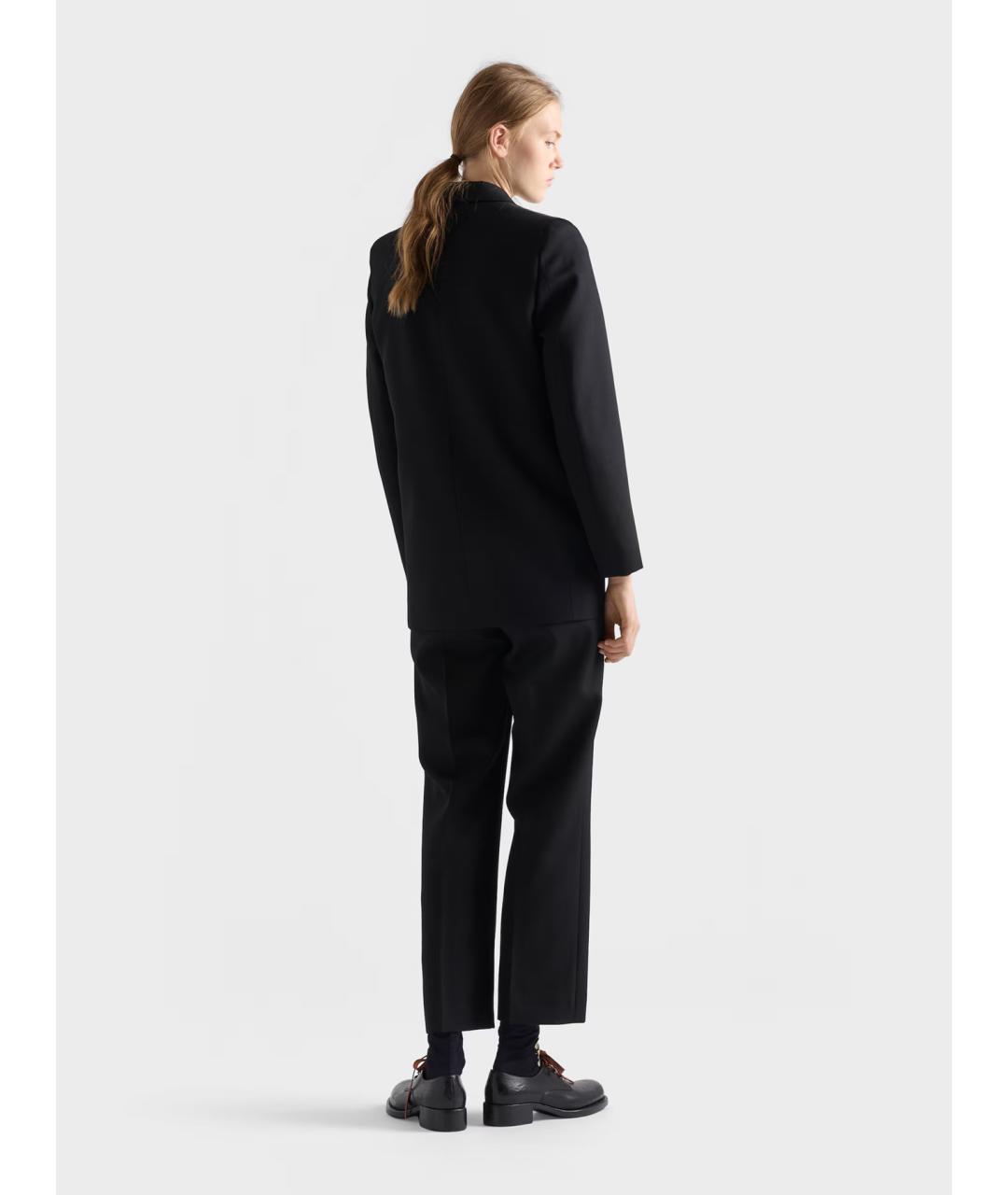 PRADA Черные шерстяные прямые брюки, фото 4