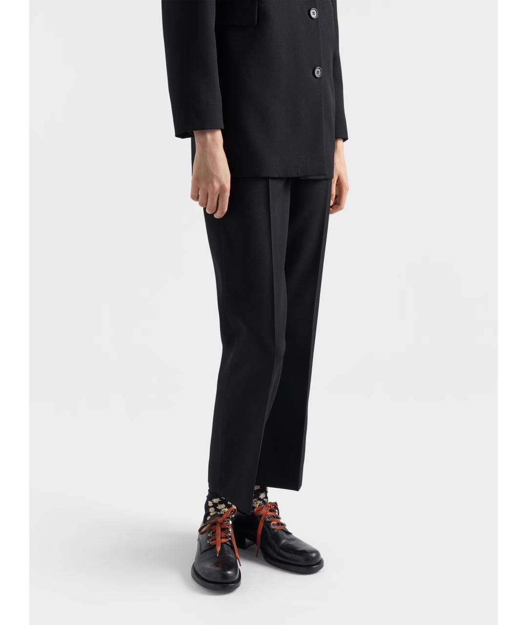 PRADA Черные шерстяные прямые брюки, фото 3