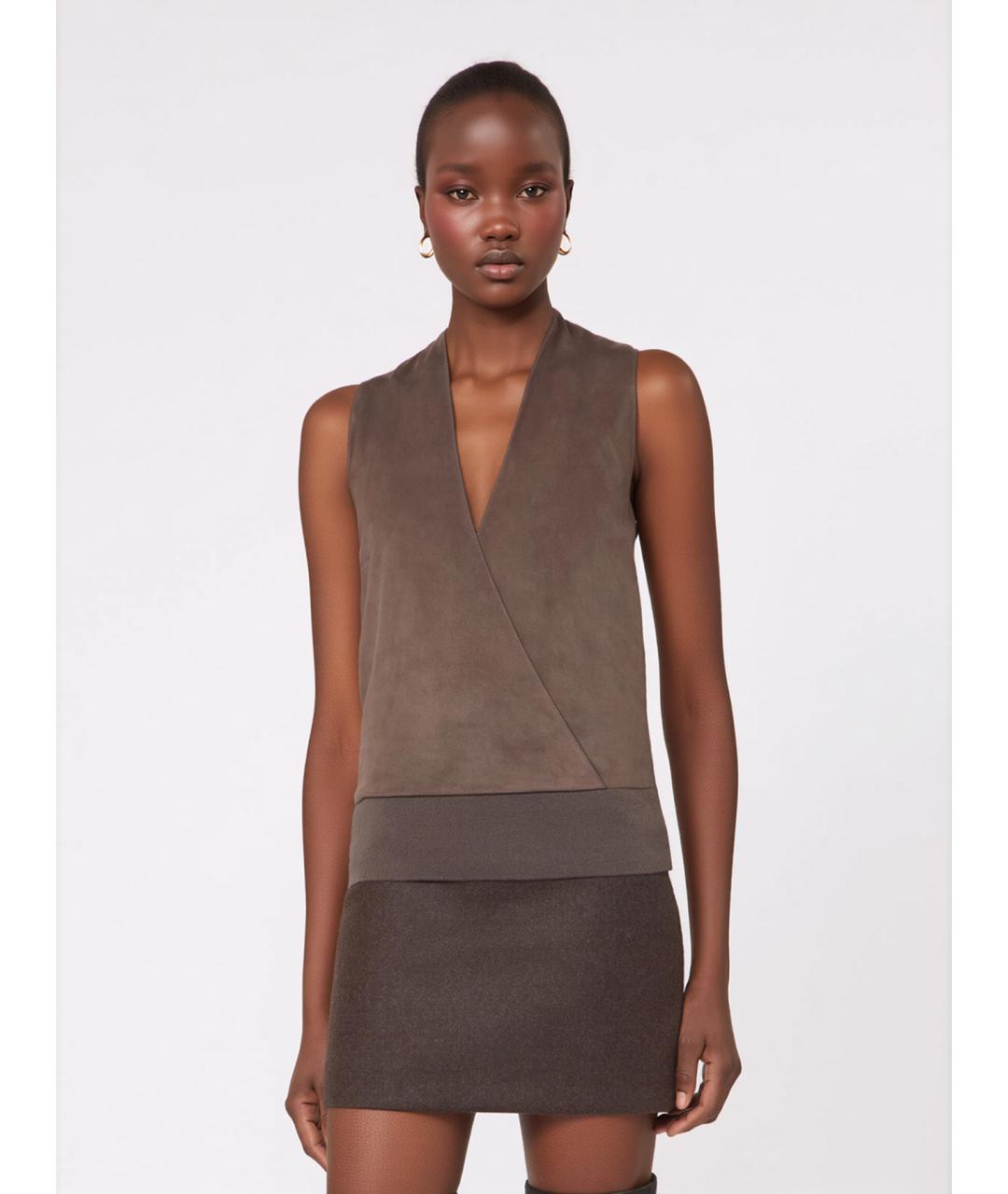 MAX MARA Коричневая шерстяная жилетка, фото 3