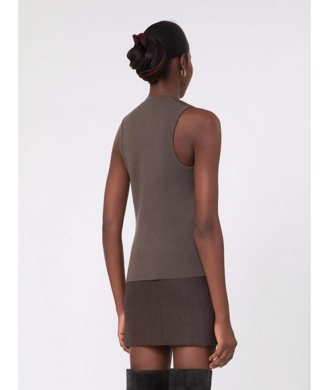 MAX MARA Коричневая шерстяная жилетка, фото 4