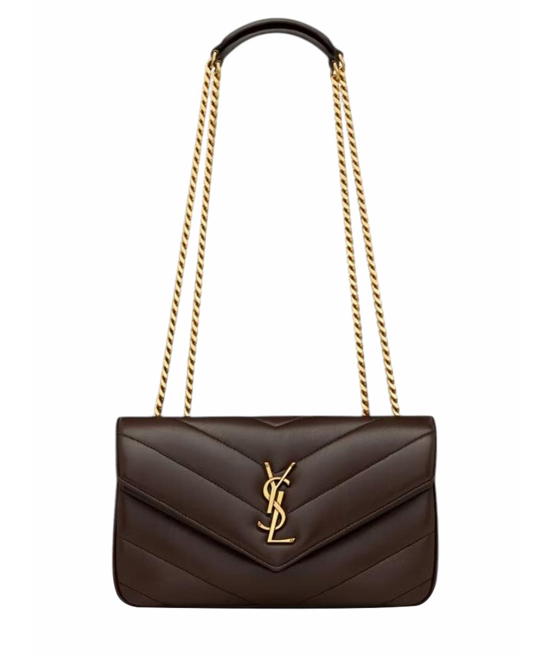 SAINT LAURENT Коричневая кожаная сумка через плечо, фото 1