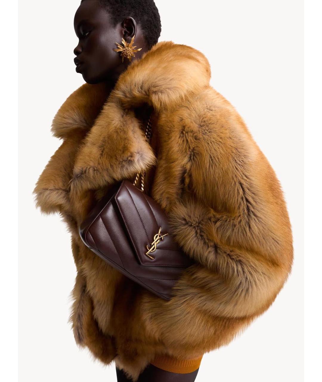 SAINT LAURENT Коричневая кожаная сумка через плечо, фото 2
