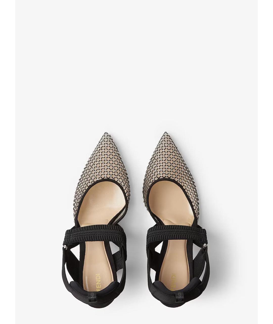 FENDI Черные текстильные туфли, фото 3