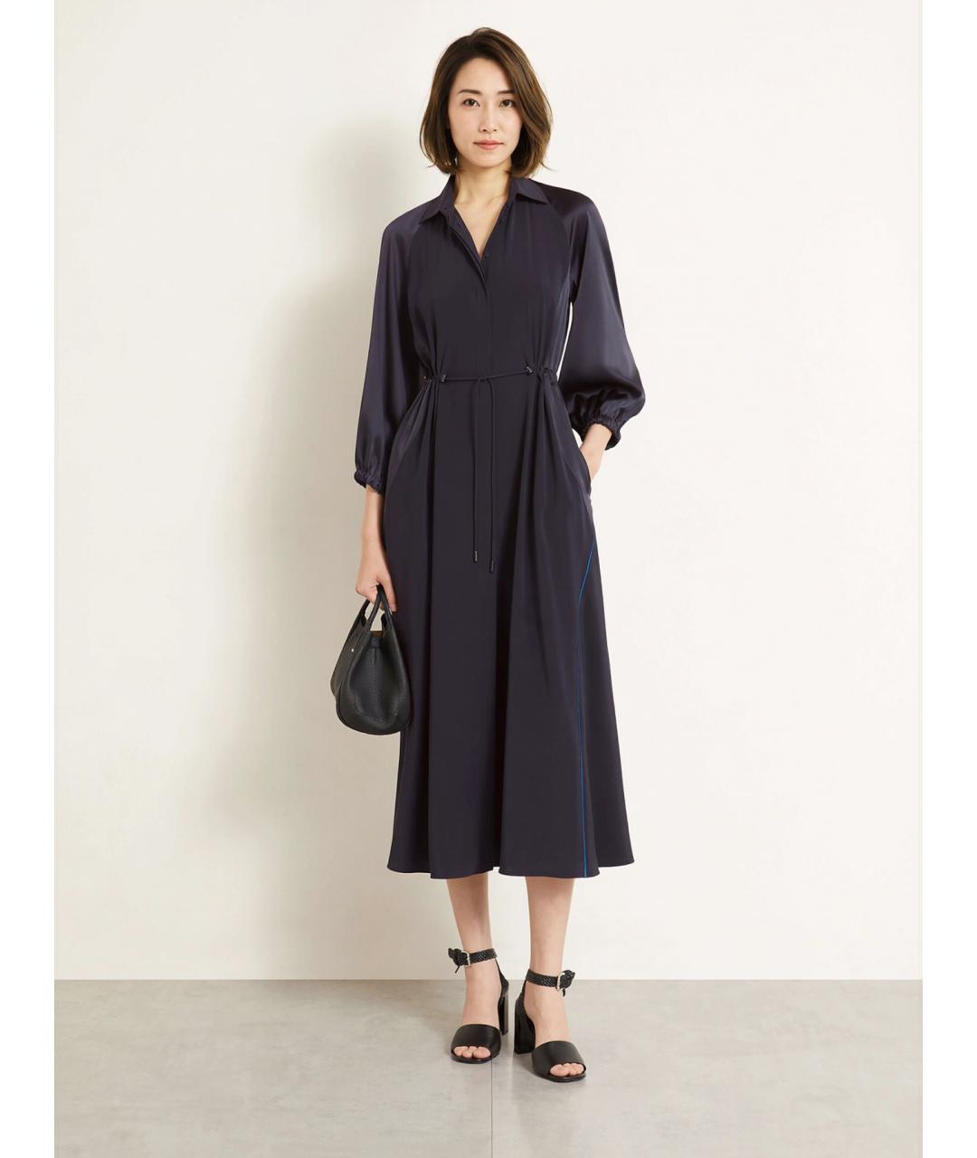 MAX MARA Темно-синее ацетатное повседневное платье, фото 2