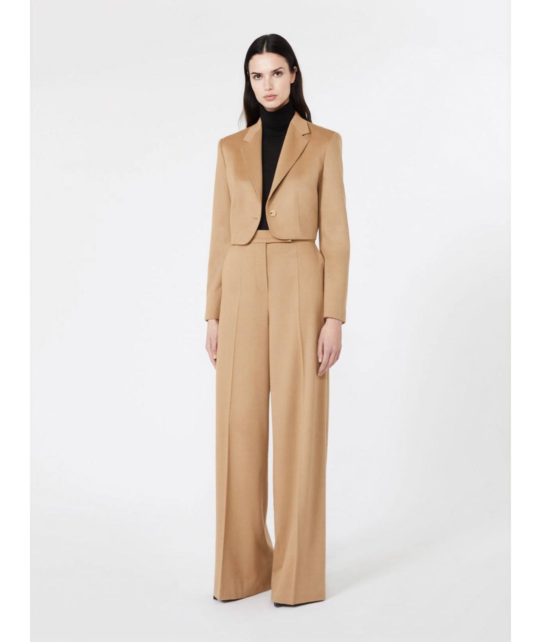 MAX MARA Бежевые шерстяные брюки широкие, фото 2