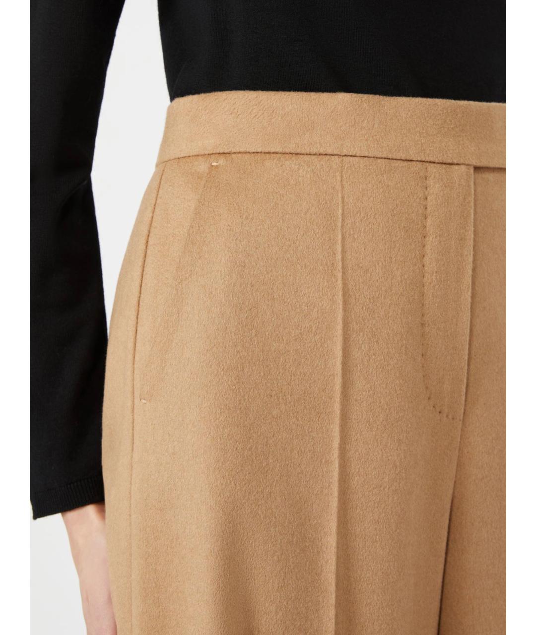 MAX MARA Бежевые шерстяные брюки широкие, фото 5