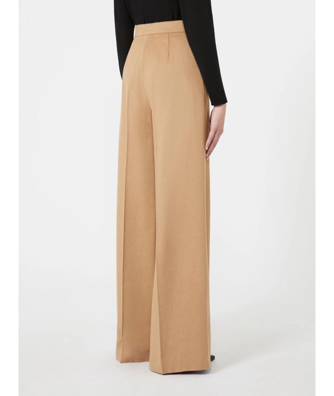 MAX MARA Бежевые шерстяные брюки широкие, фото 4