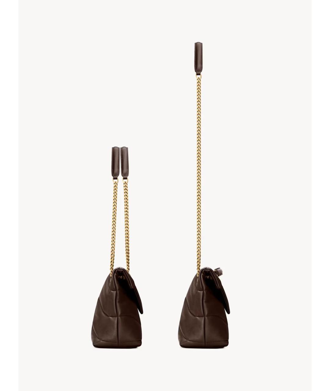 SAINT LAURENT Коричневая кожаная сумка через плечо, фото 3