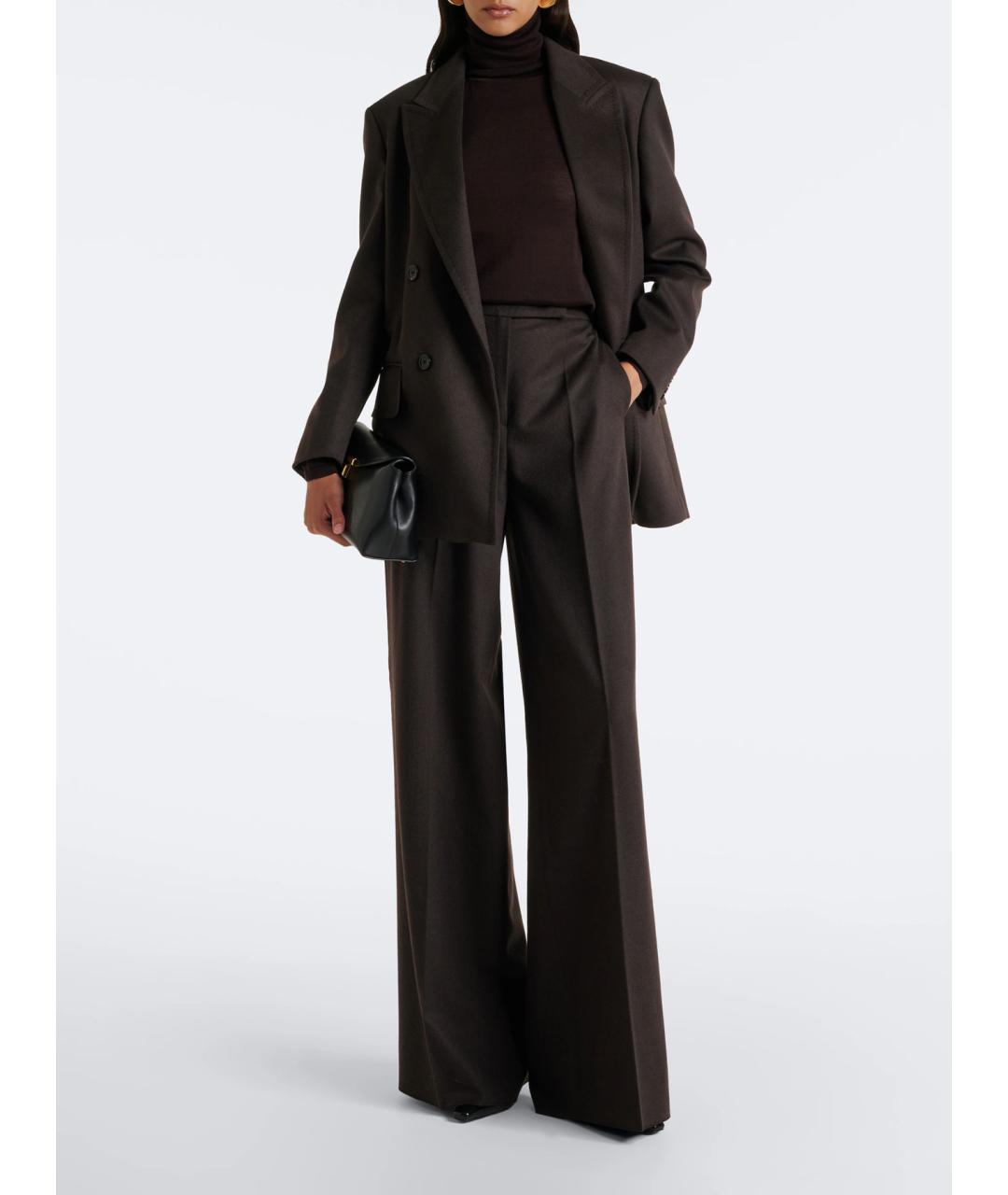 MAX MARA Черные шерстяные прямые брюки, фото 2