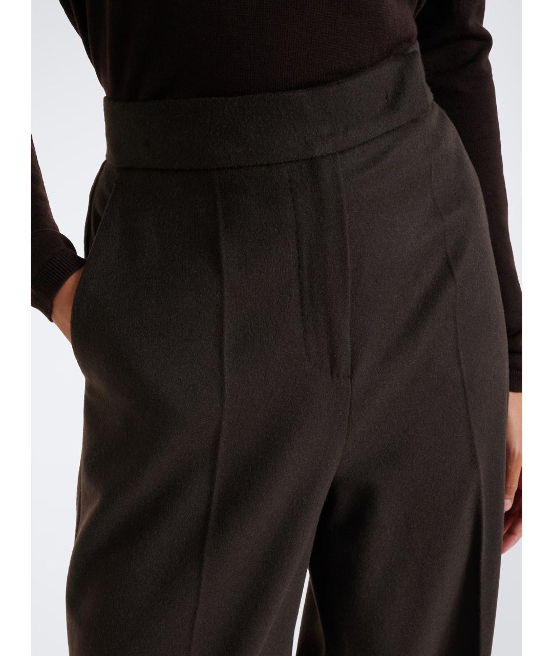 MAX MARA Черные шерстяные прямые брюки, фото 3