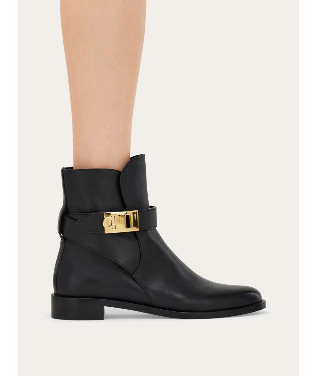 FERRAGAMO Черные кожаные ботильоны, фото 2