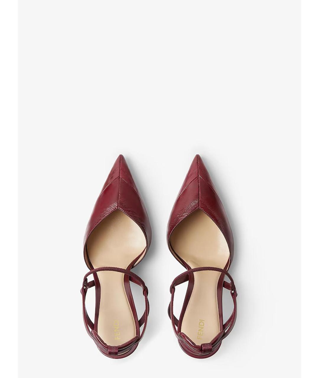 FENDI Бордовые кожаные туфли, фото 3