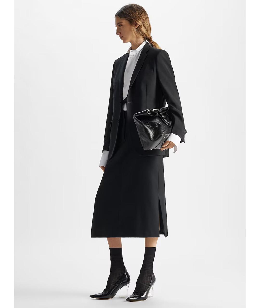 FENDI Черная шерстяная юбка миди, фото 2