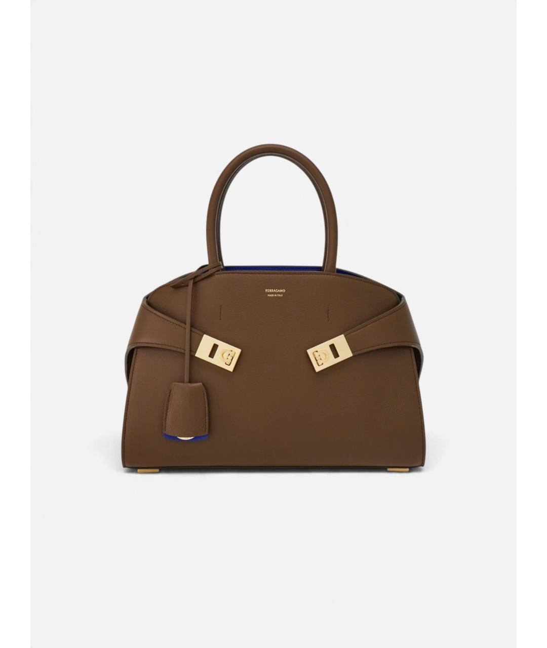 FERRAGAMO Коричневая кожаная сумка тоут, фото 2
