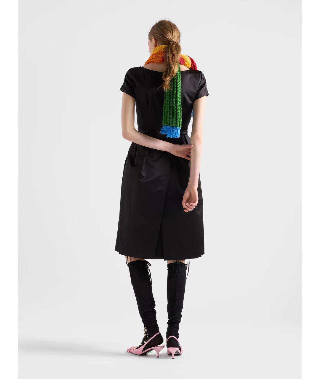 PRADA Черное шелковое повседневное платье, фото 5