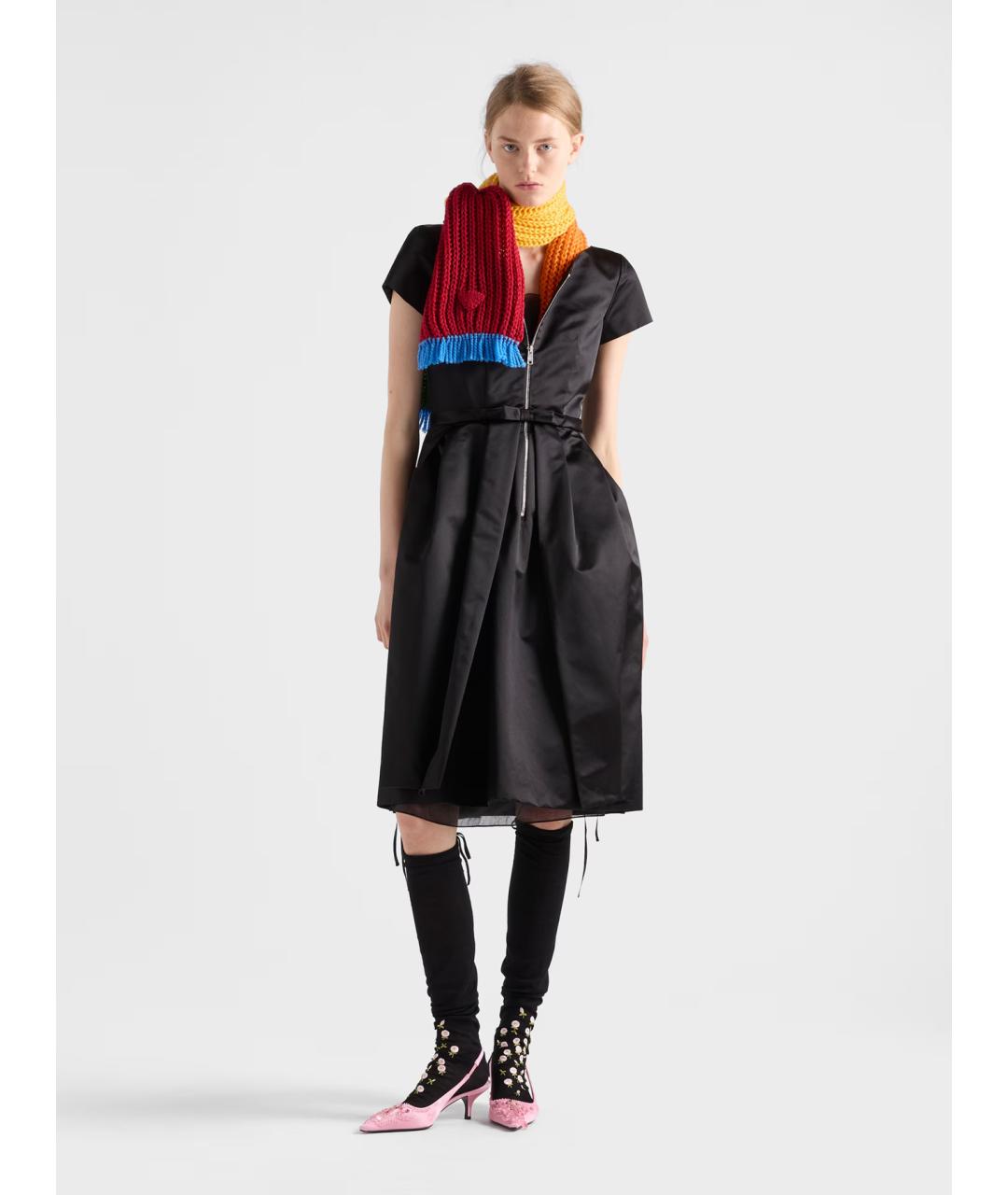 PRADA Черное шелковое повседневное платье, фото 3
