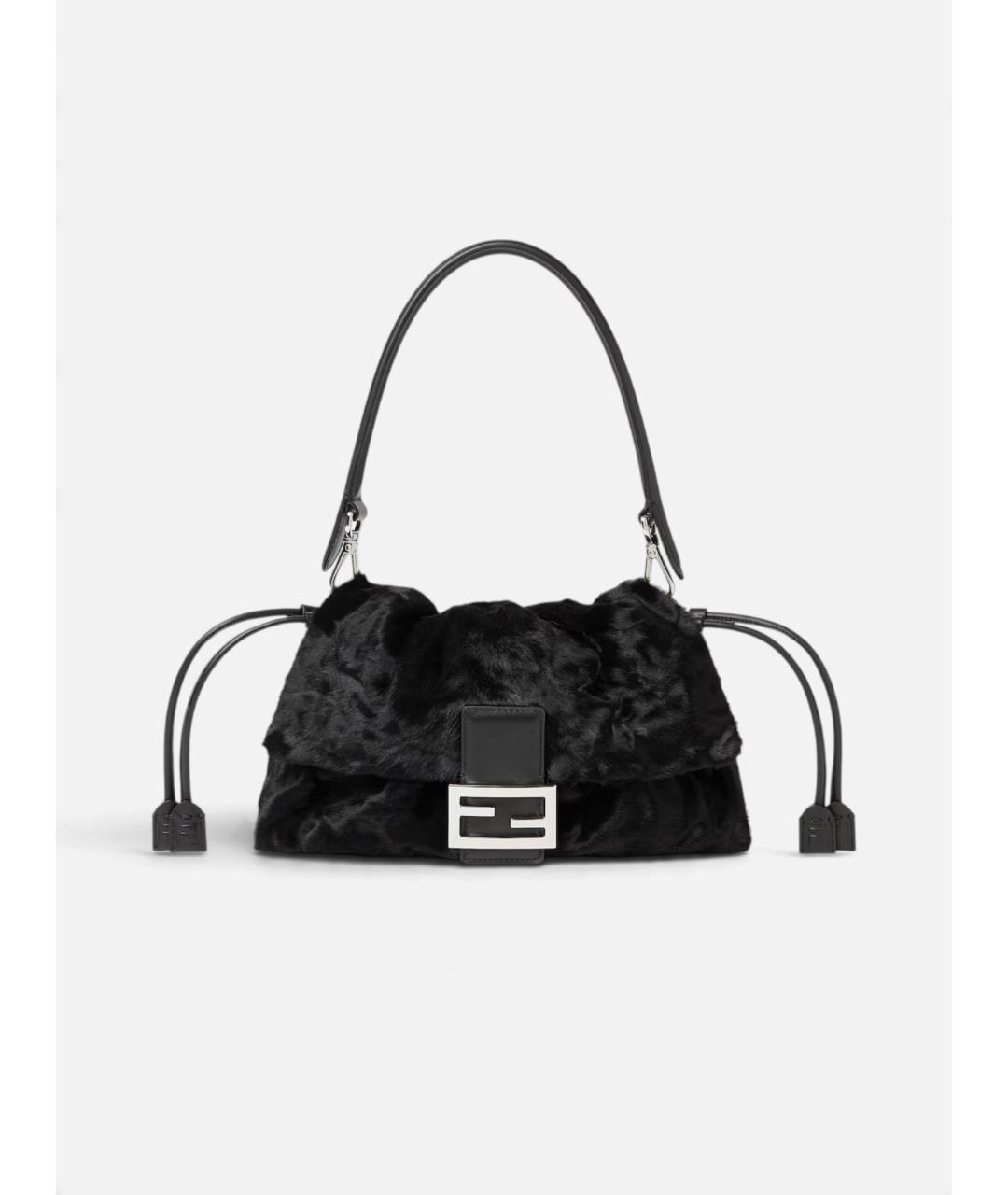 FENDI Черная кожаная сумка через плечо, фото 5