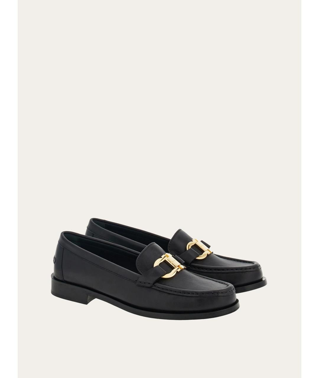 FERRAGAMO Черные кожаные лоферы, фото 2