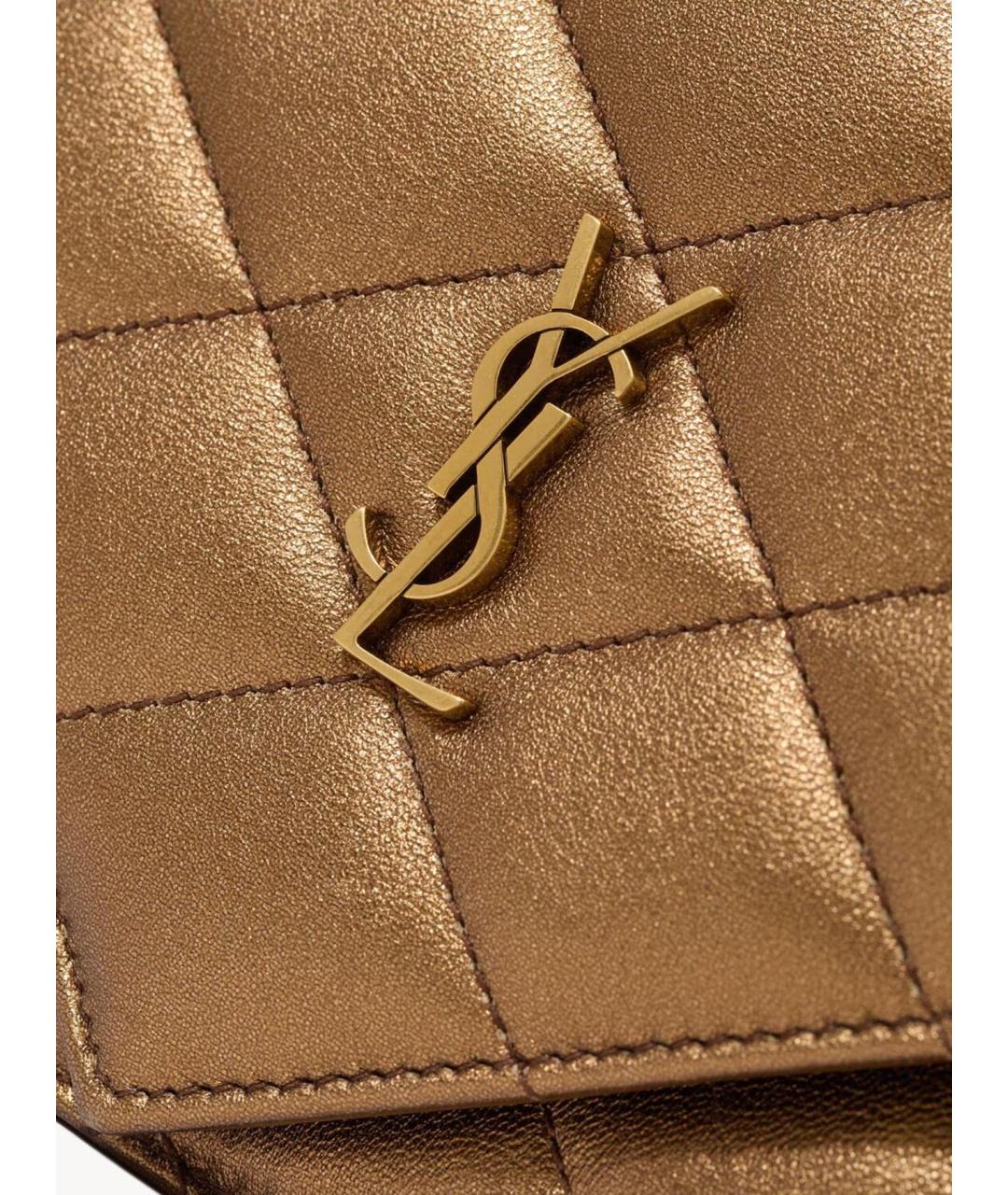 SAINT LAURENT Золотая кожаная сумка через плечо, фото 4