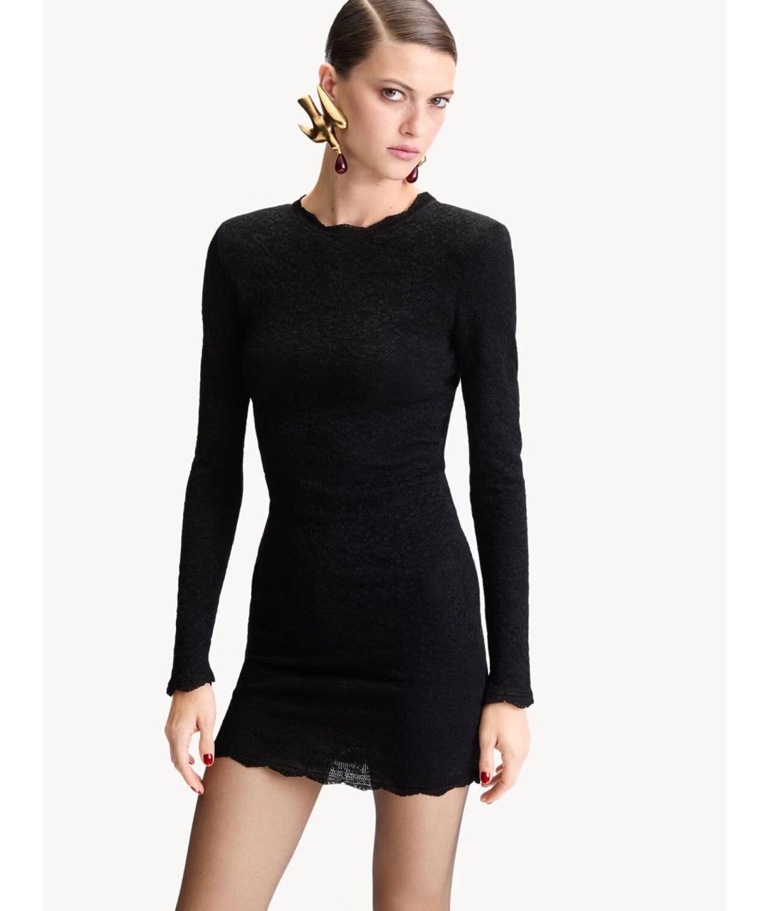 SAINT LAURENT Черное вискозное повседневное платье, фото 2