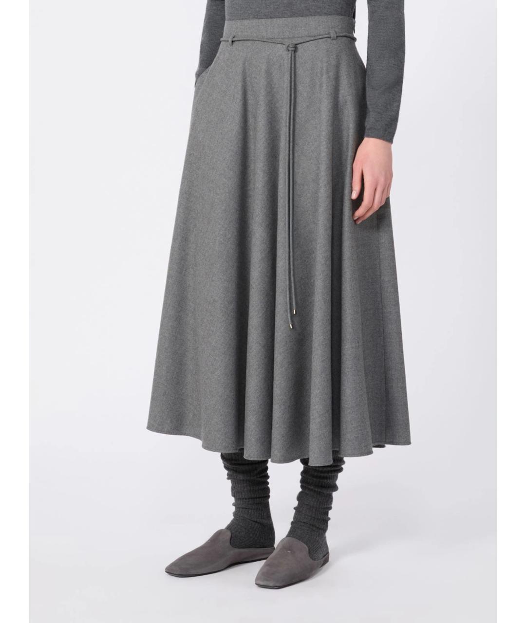 MAX MARA Серая кашемировая юбка миди, фото 3