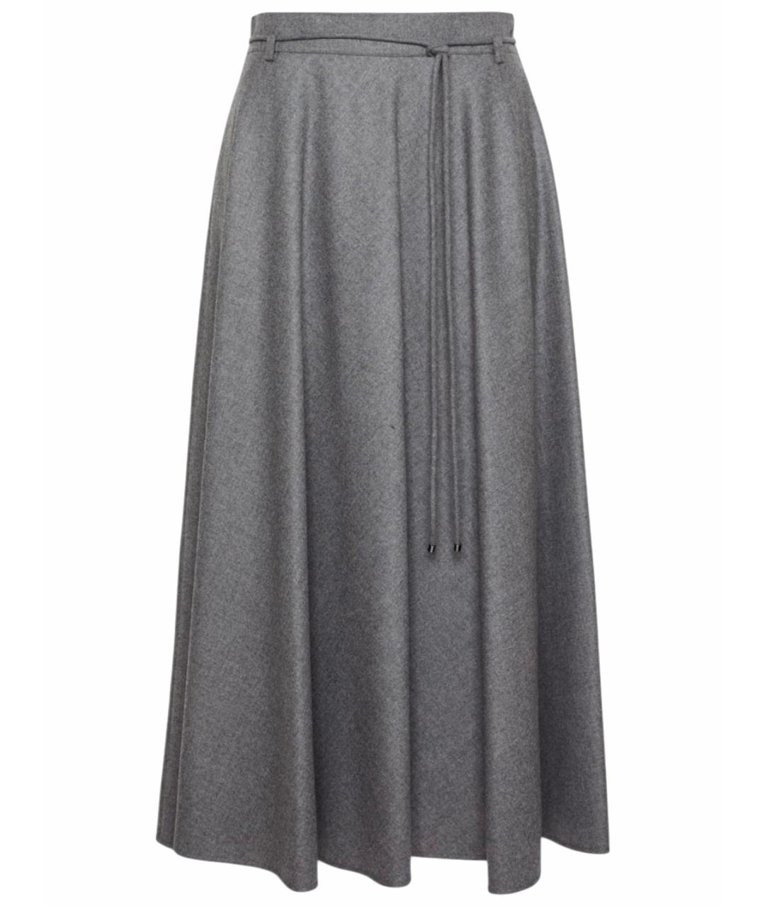 MAX MARA Серая кашемировая юбка миди, фото 1