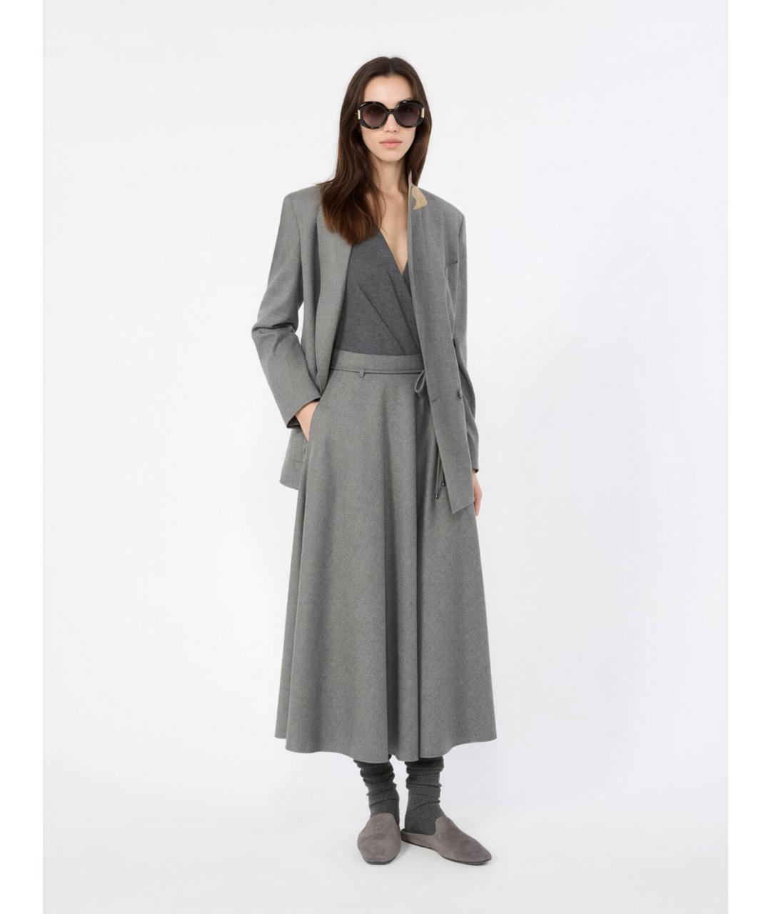 MAX MARA Серая кашемировая юбка миди, фото 2
