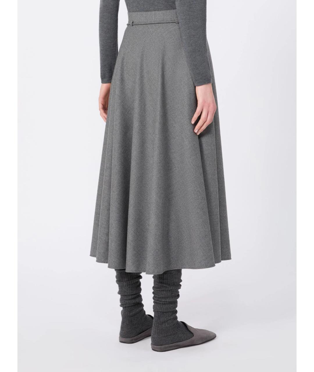 MAX MARA Серая кашемировая юбка миди, фото 4