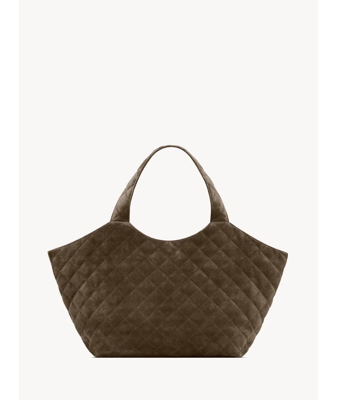 SAINT LAURENT Зеленая замшевая сумка тоут, фото 5