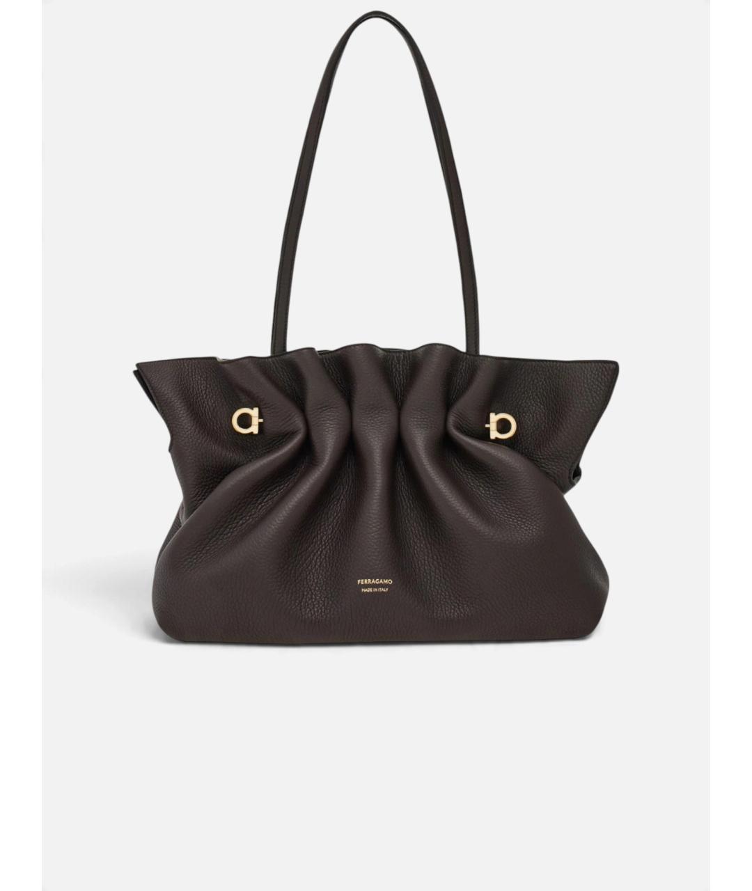 FERRAGAMO Коричневая кожаная сумка тоут, фото 2