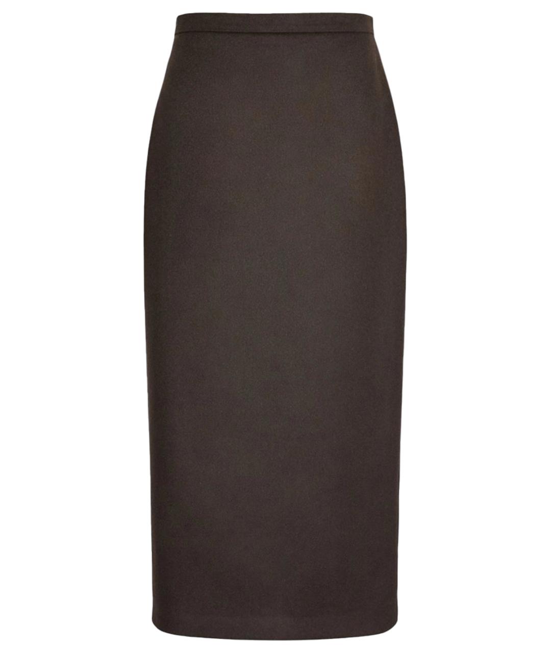 MAX MARA Коричневая шерстяная юбка миди, фото 1