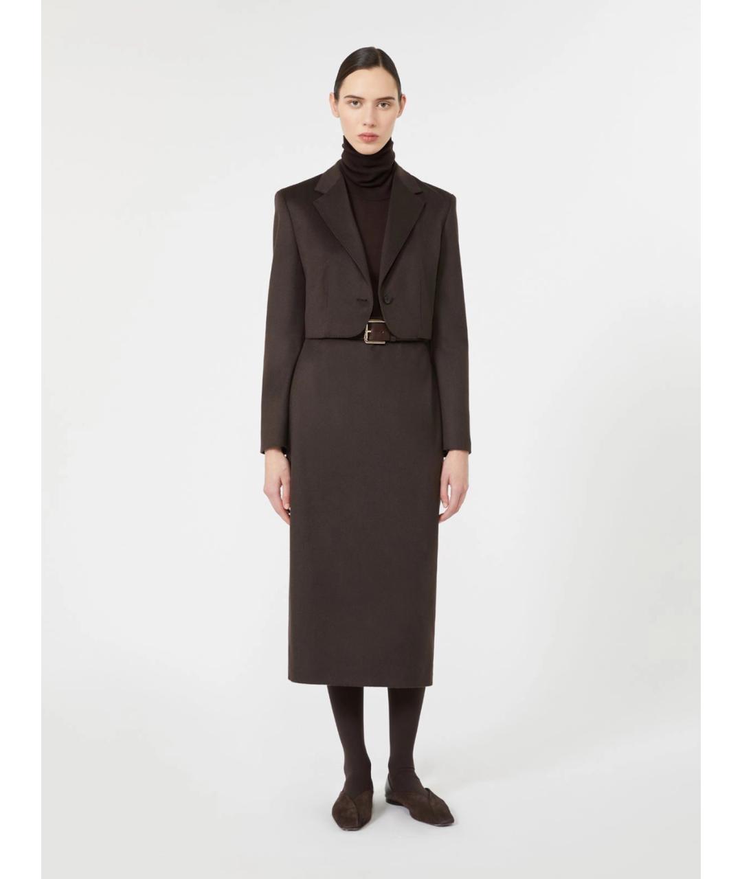 MAX MARA Коричневая шерстяная юбка миди, фото 2