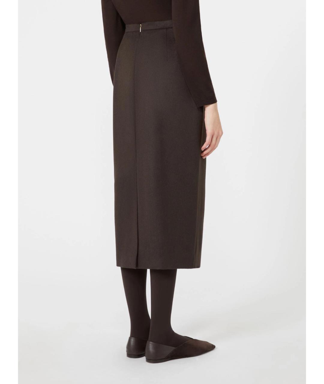 MAX MARA Коричневая шерстяная юбка миди, фото 4