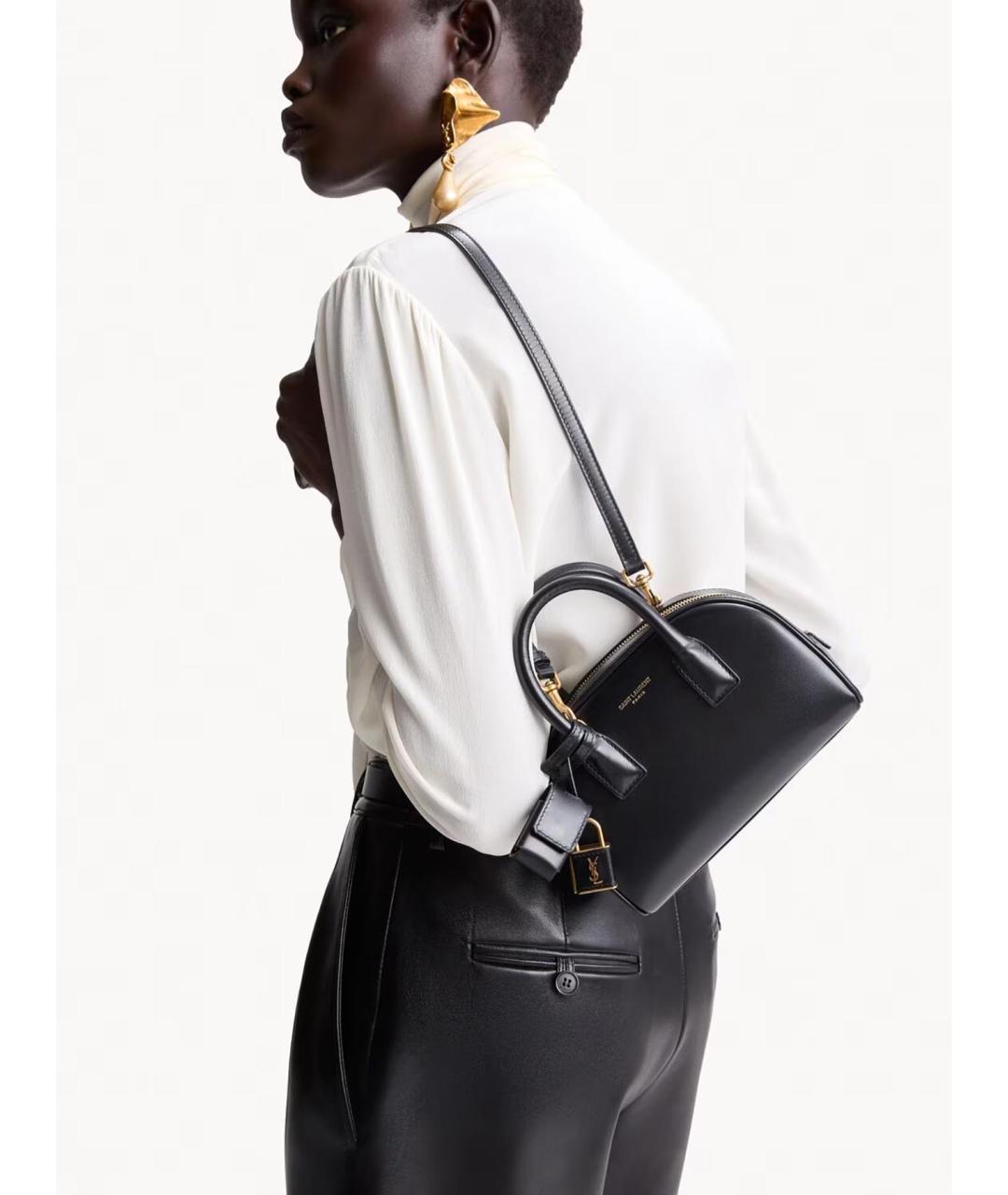 SAINT LAURENT Черная кожаная сумка тоут, фото 3