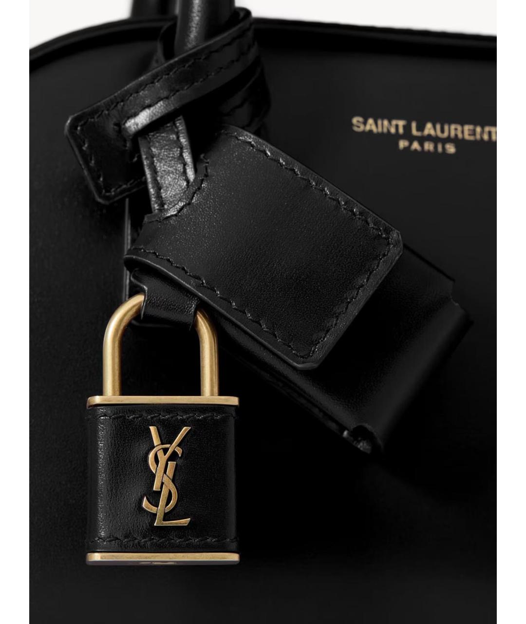 SAINT LAURENT Черная кожаная сумка тоут, фото 5