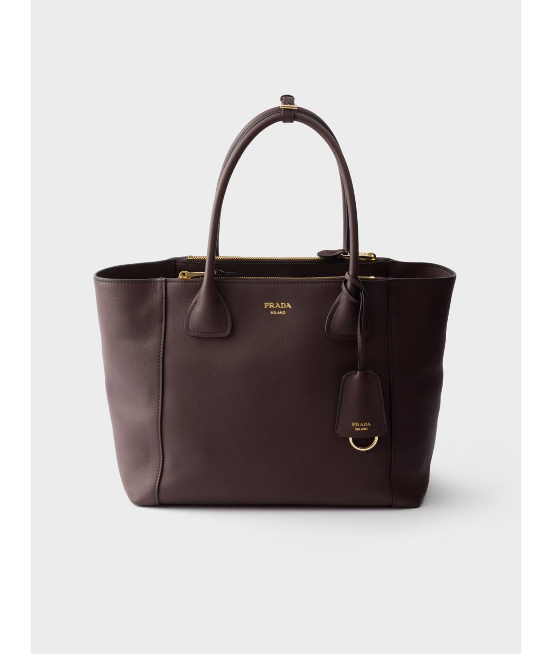 PRADA Коричневая кожаная сумка тоут, фото 5