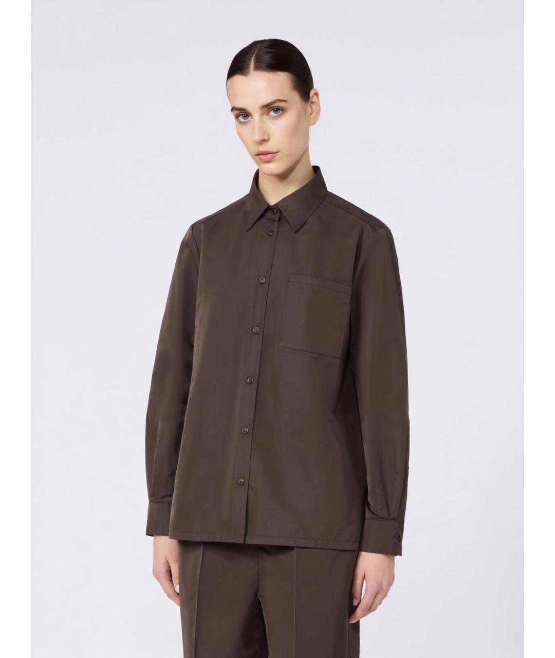 MAX MARA Коричневая полиэстеровая рубашка, фото 3