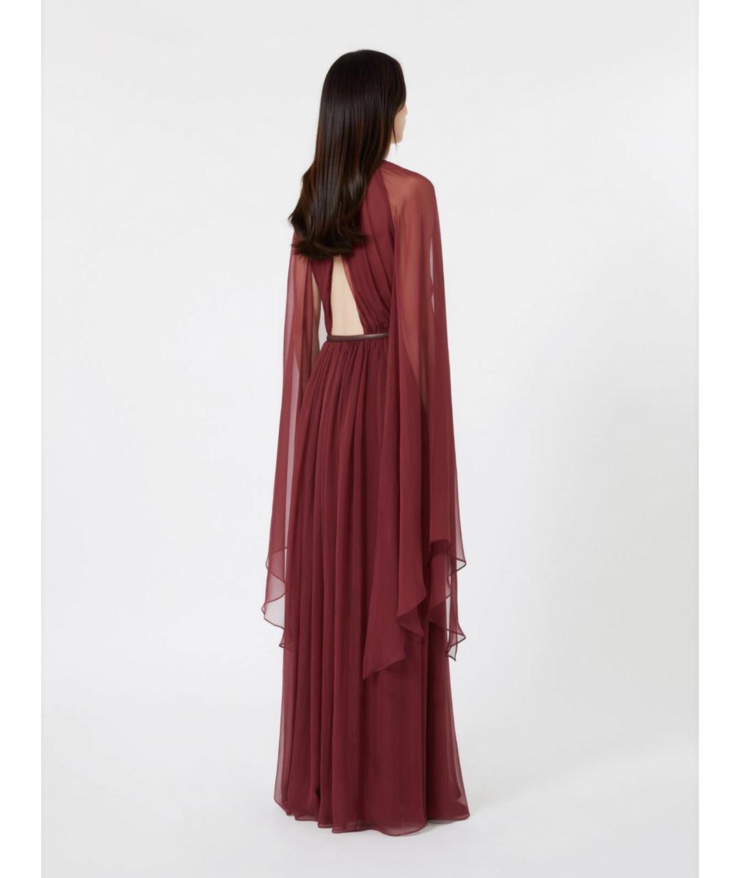 MAX MARA Бордовое шелковое вечернее платье, фото 4