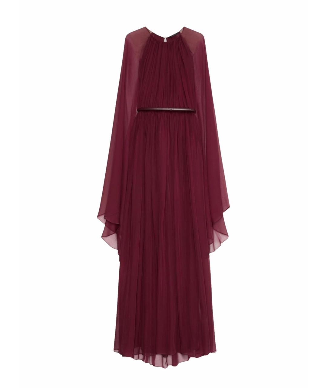 MAX MARA Бордовое шелковое вечернее платье, фото 1