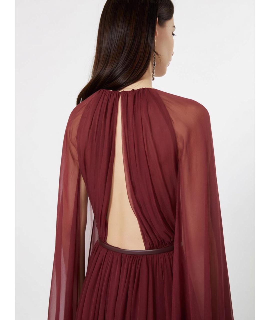 MAX MARA Бордовое шелковое вечернее платье, фото 5
