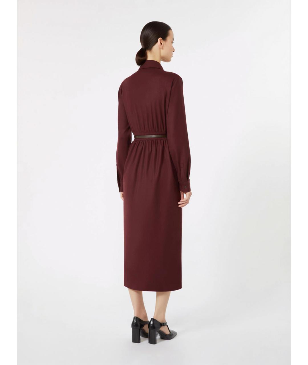 MAX MARA Бордовое шерстяное повседневное платье, фото 3