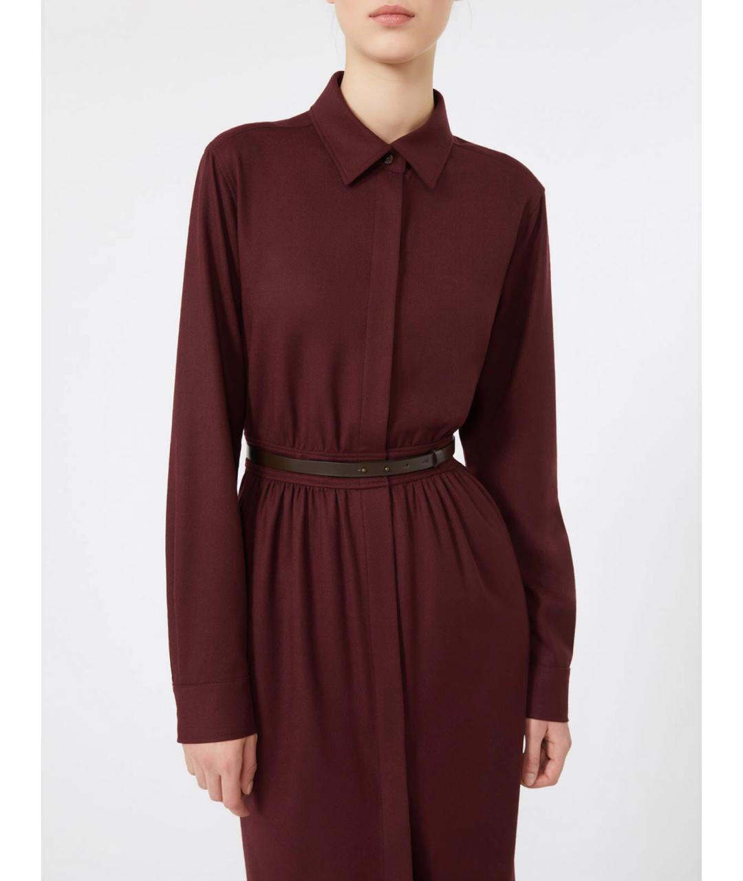 MAX MARA Бордовое шерстяное повседневное платье, фото 4