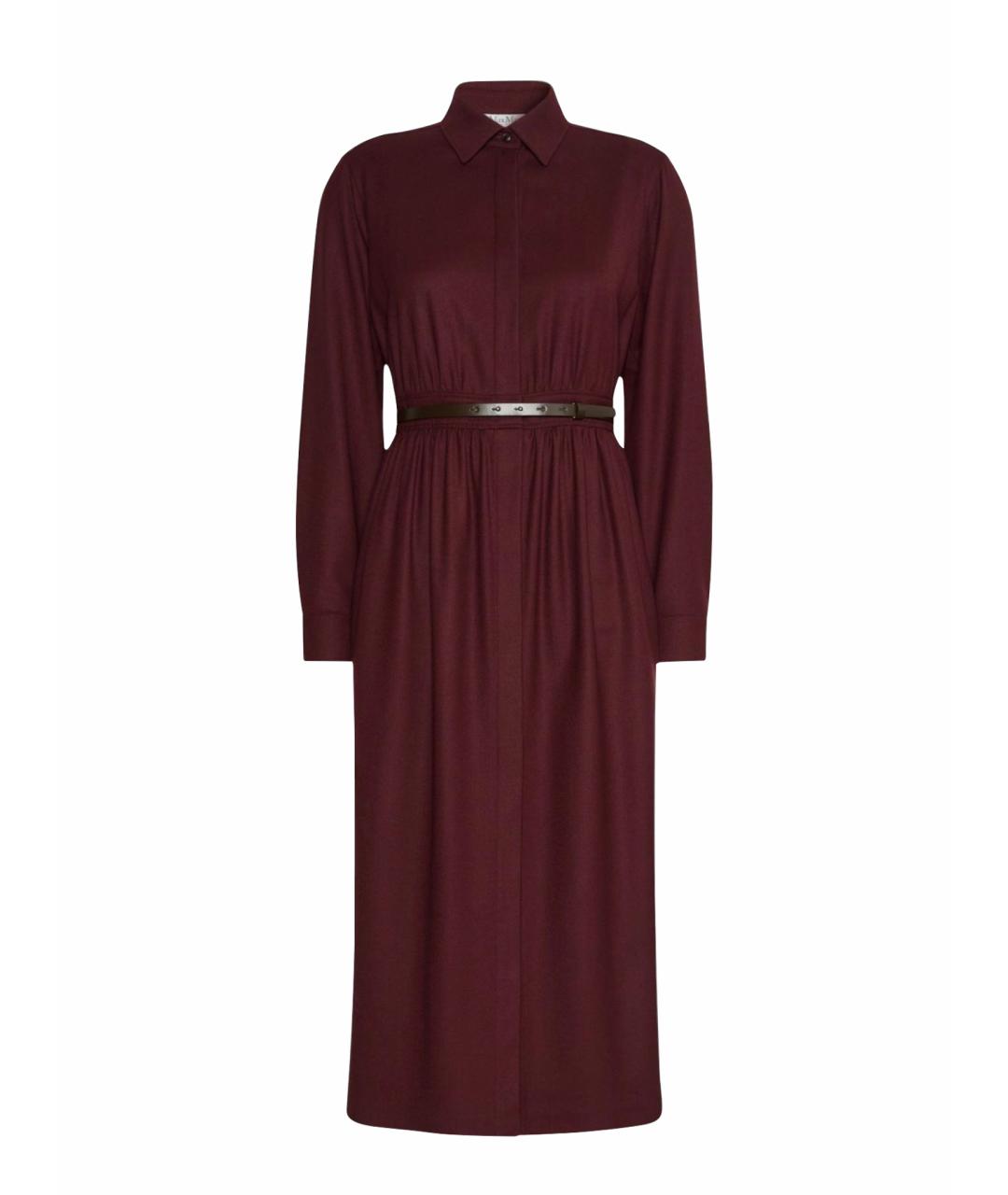 MAX MARA Бордовое шерстяное повседневное платье, фото 1