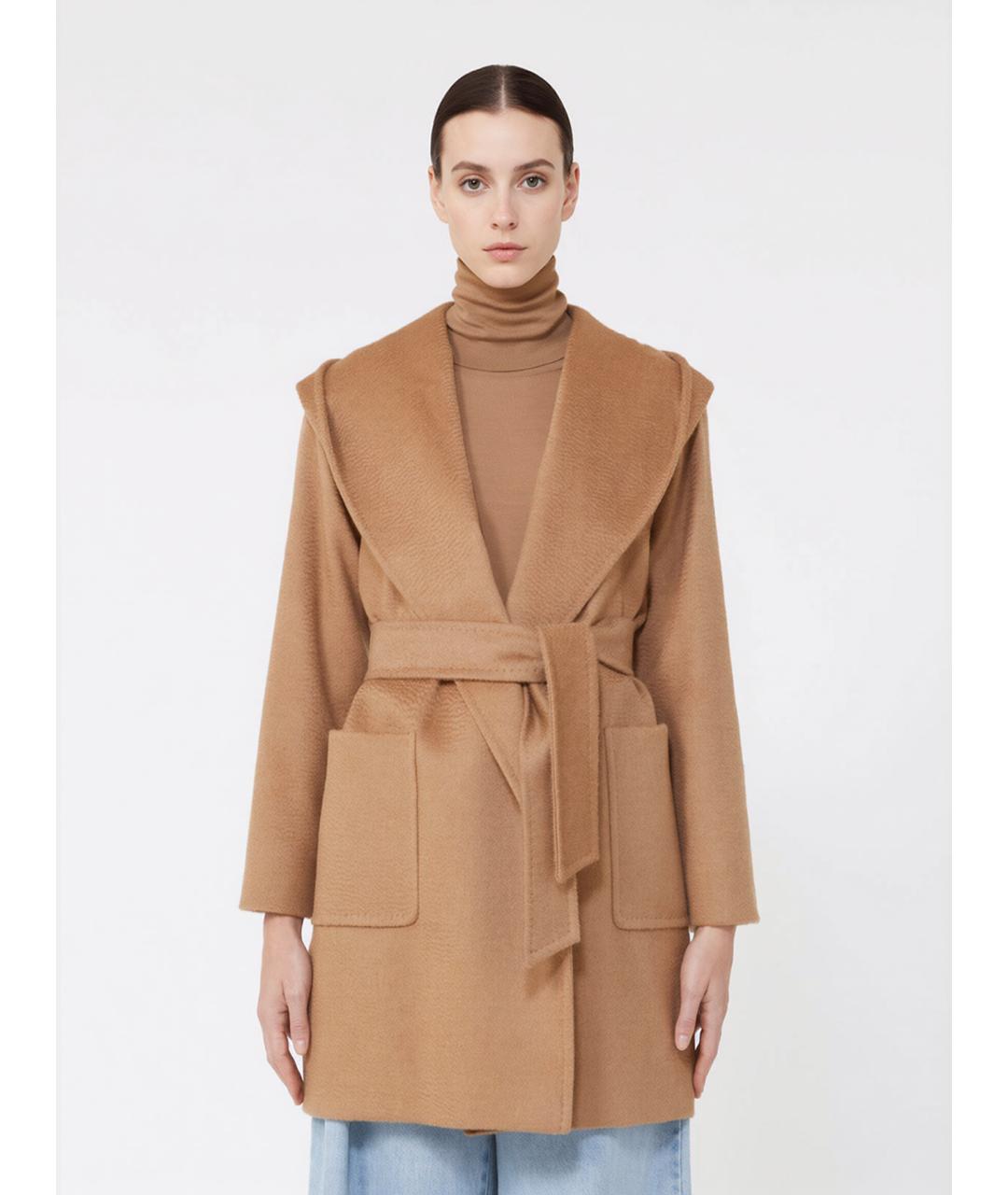 MAX MARA Бежевое шерстяное пальто, фото 3