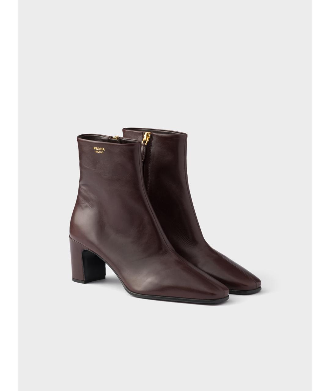 PRADA Коричневые кожаные ботильоны, фото 2