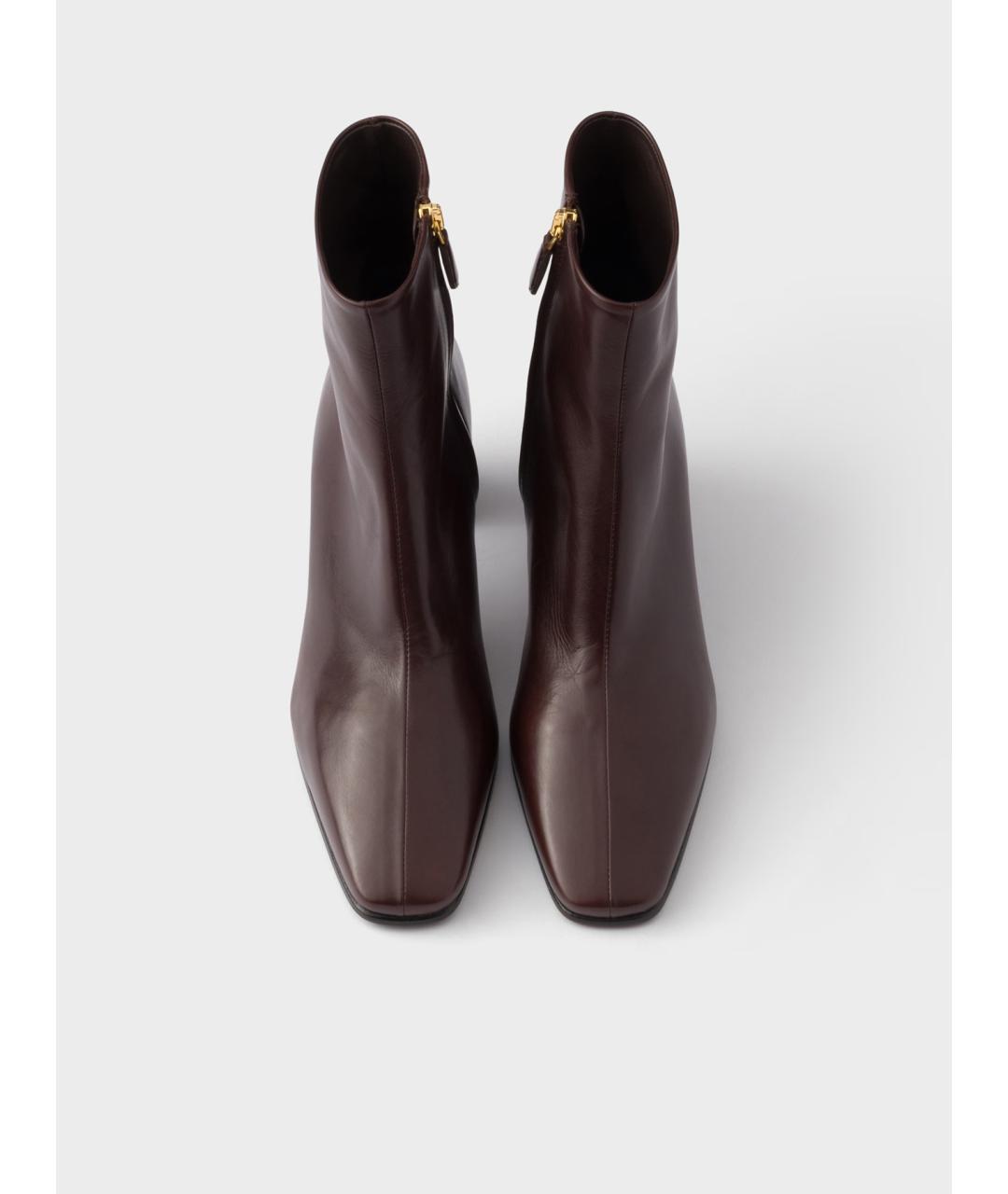 PRADA Коричневые кожаные ботильоны, фото 3