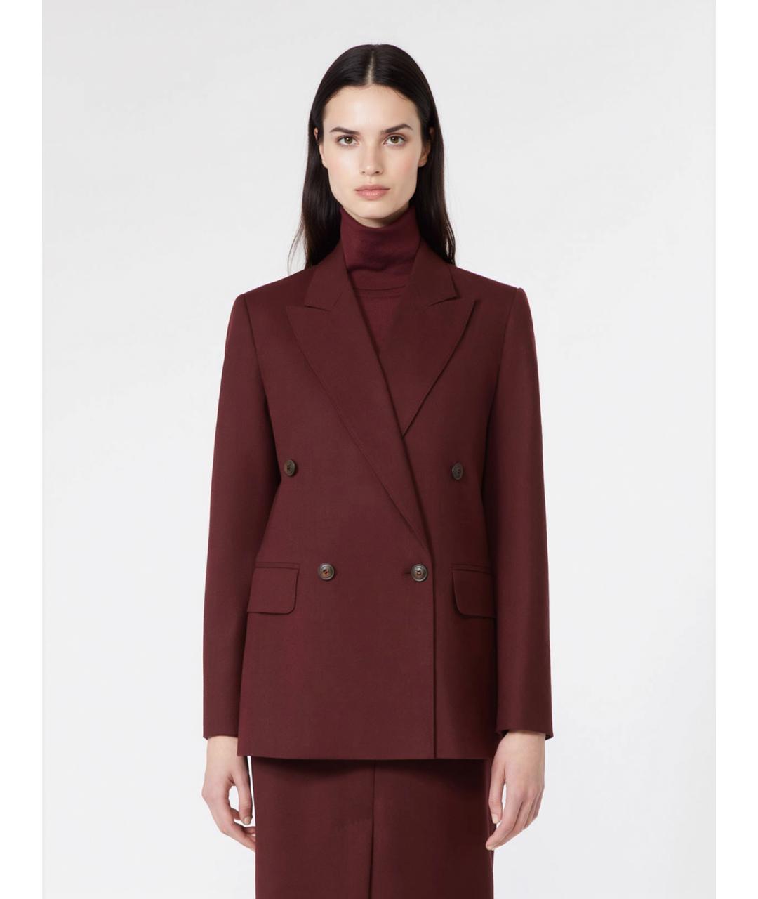 MAX MARA Бордовый шерстяной жакет/пиджак, фото 3