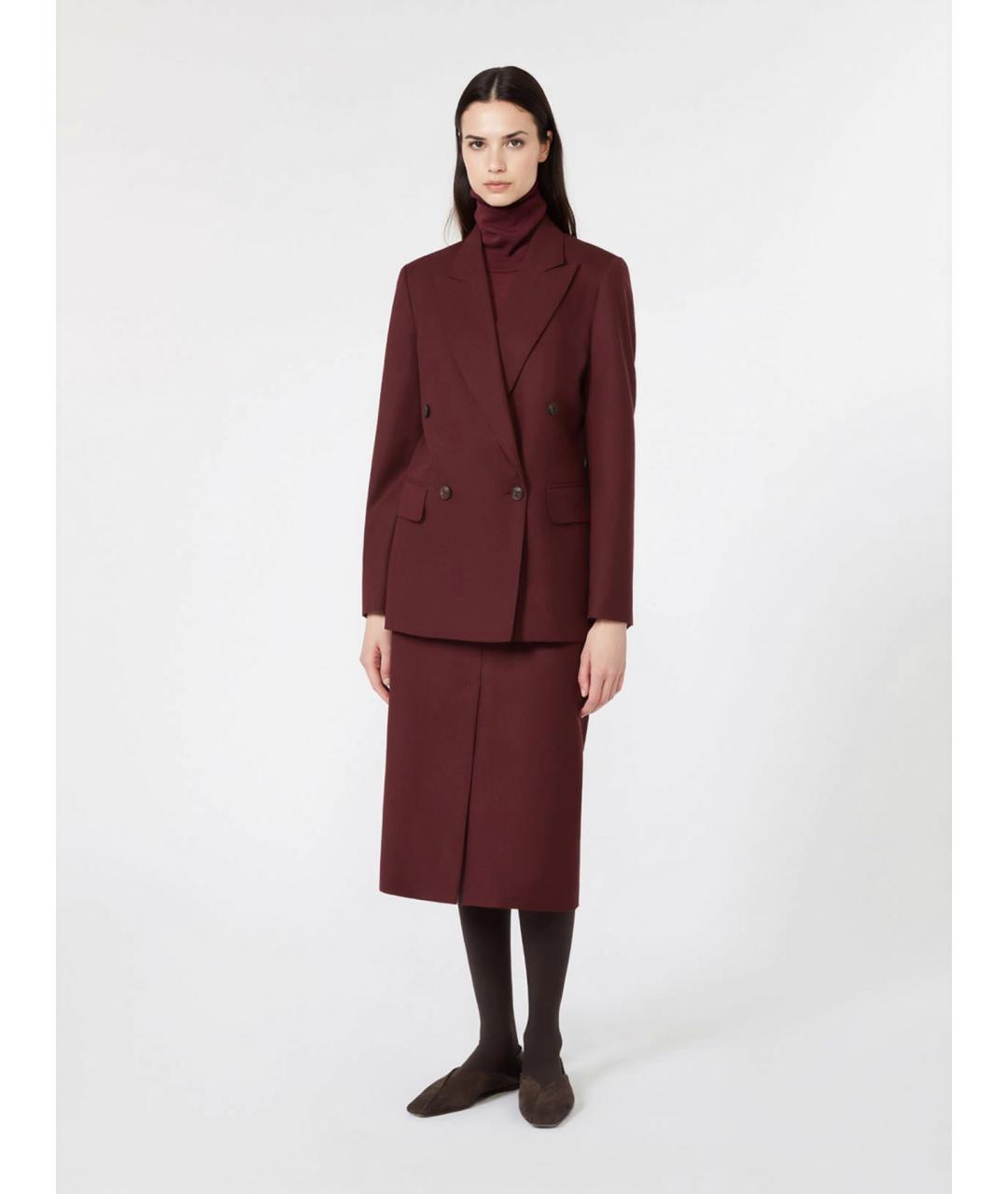 MAX MARA Бордовый шерстяной жакет/пиджак, фото 2